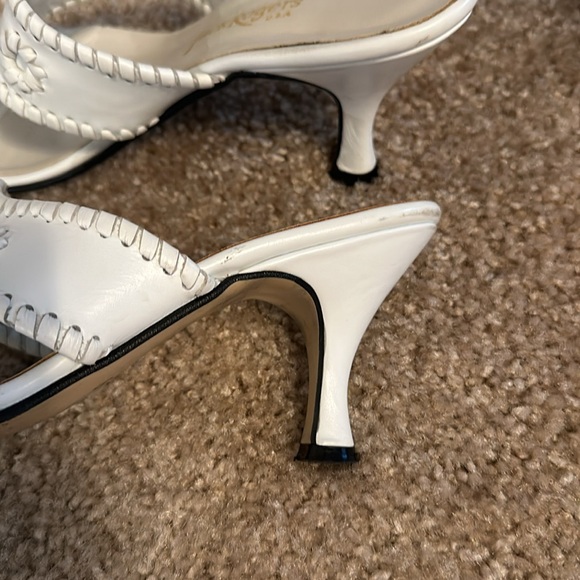 Jack Rogers Navajo white leather heeled sandals Sz 8M - Picture 6 of 8